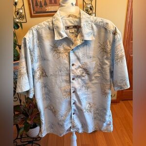 Quiksilver Shirt Mens M Pale Floral Hawaiian Surf Casual Preppy Tencel Lyocell